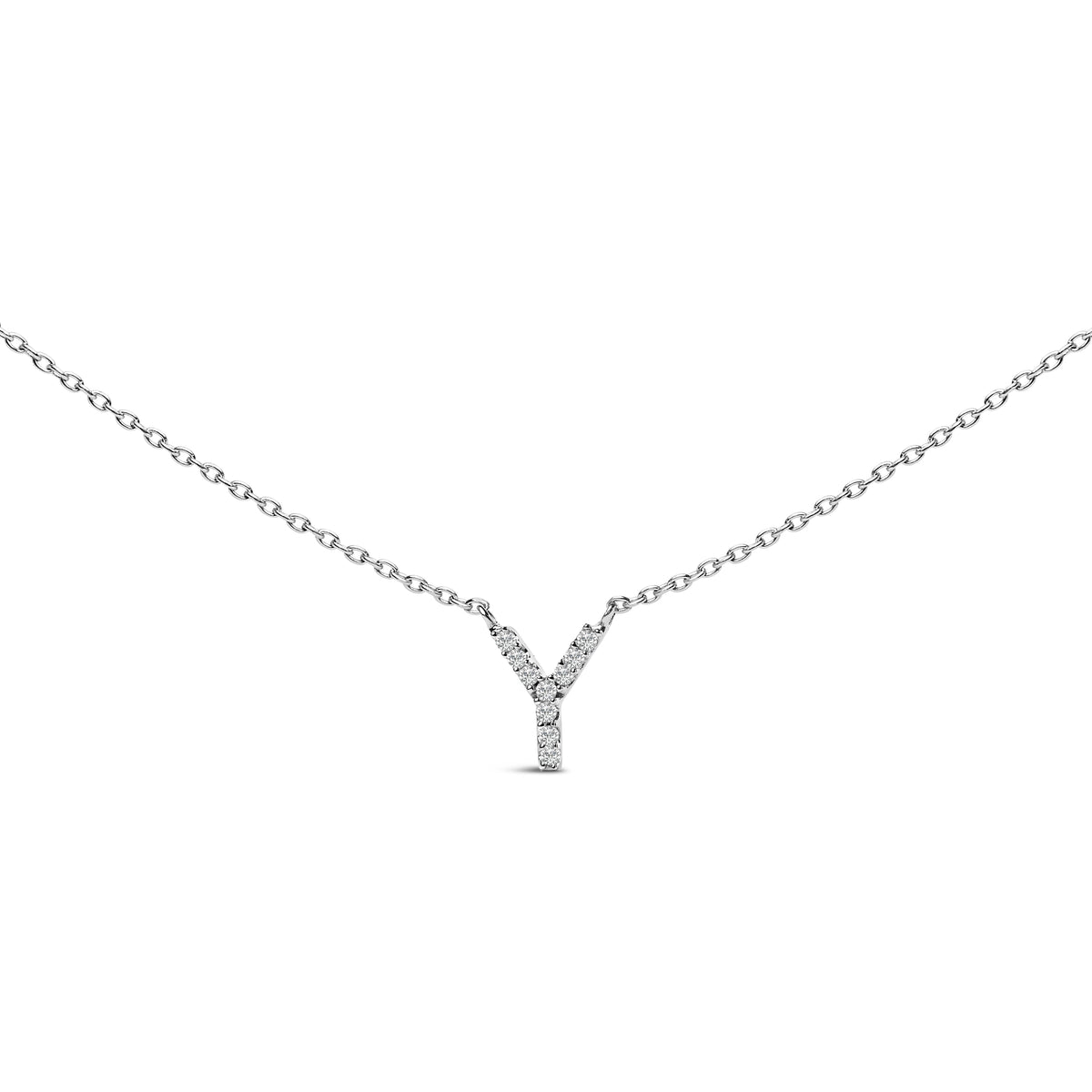 10K White Gold Diamond Accent "A" Block Initial Pendant Necklace