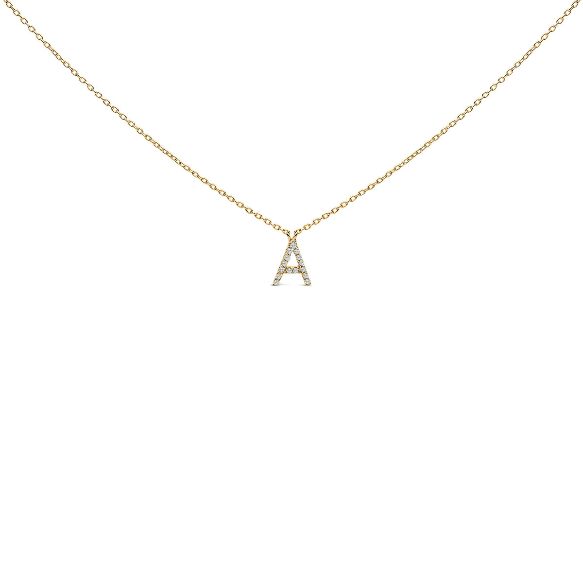 10K White Gold Diamond Accent "A" Block Initial Pendant Necklace