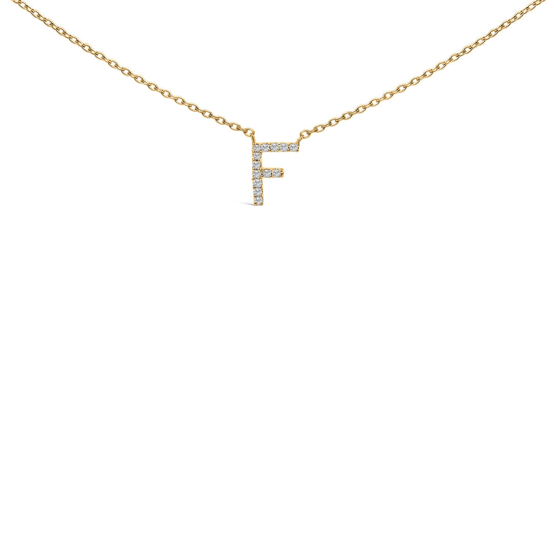 10K White Gold Diamond Accent "A" Block Initial Pendant Necklace