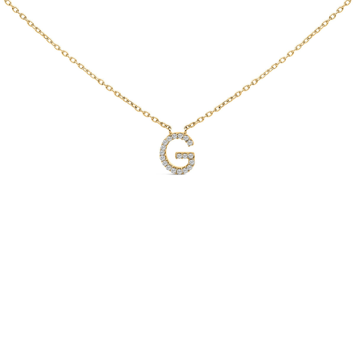 10K White Gold Diamond Accent "A" Block Initial Pendant Necklace