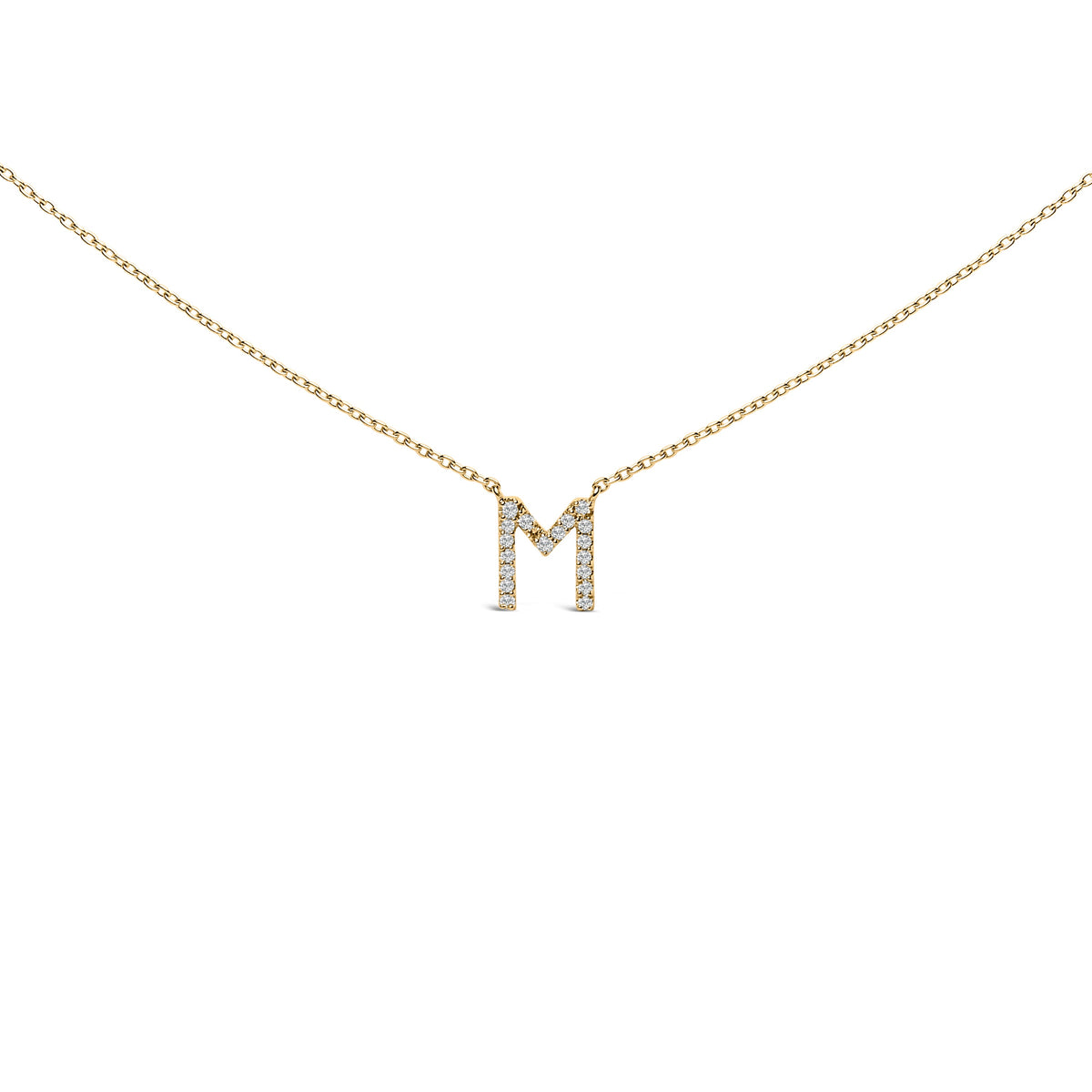 10K White Gold Diamond Accent "A" Block Initial Pendant Necklace