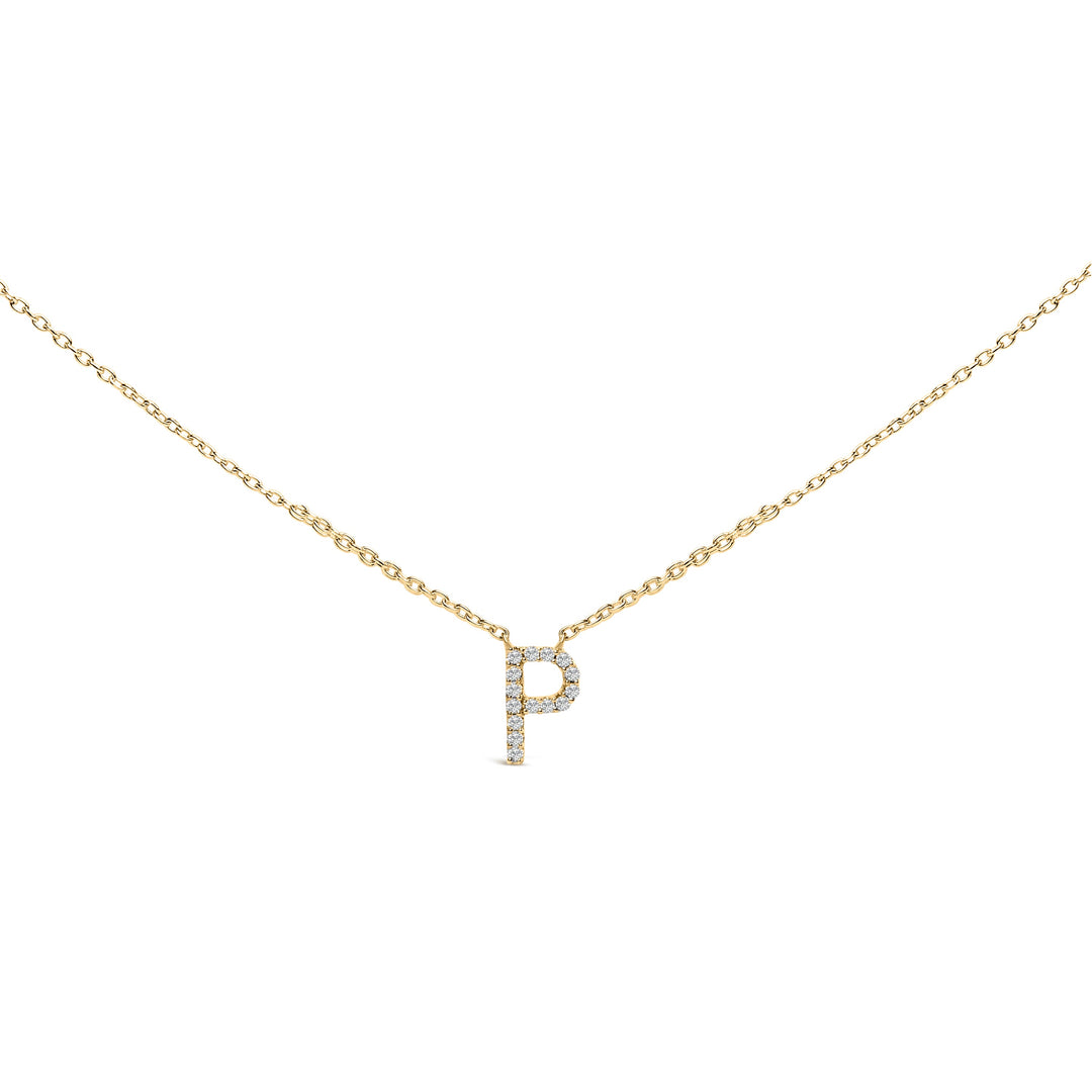 10K White Gold Diamond Accent "A" Block Initial Pendant Necklace