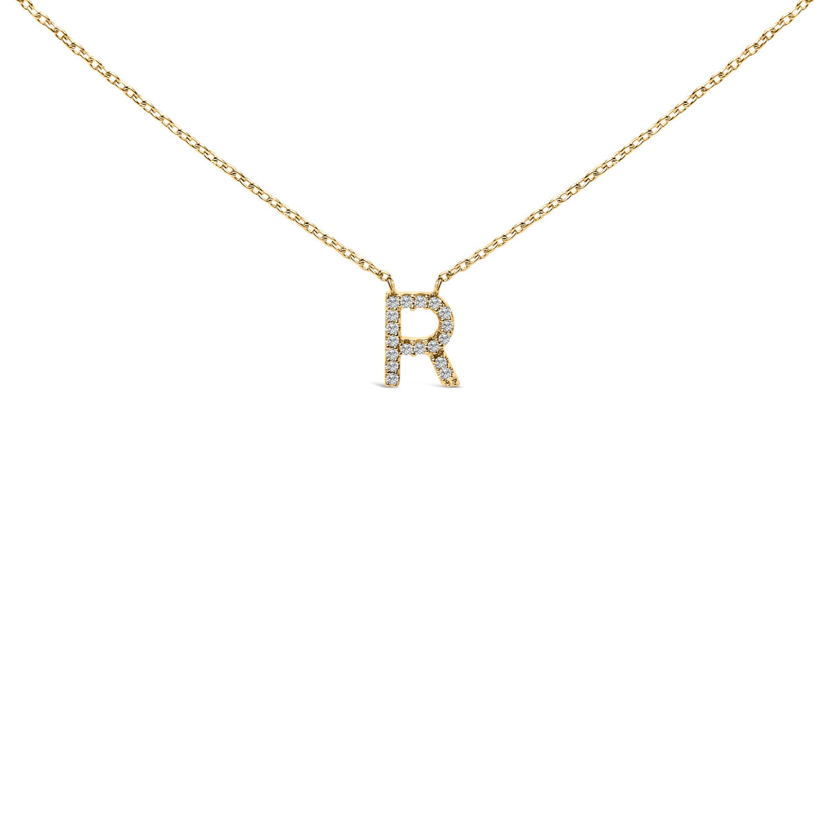 10K White Gold Diamond Accent "A" Block Initial Pendant Necklace