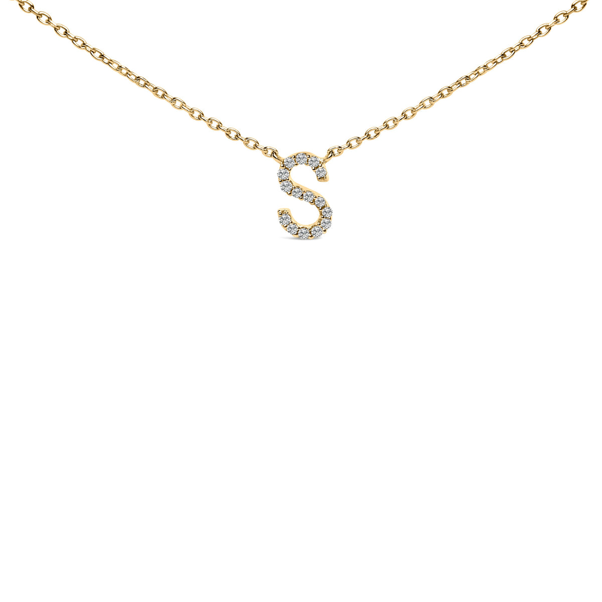 10K White Gold Diamond Accent "A" Block Initial Pendant Necklace
