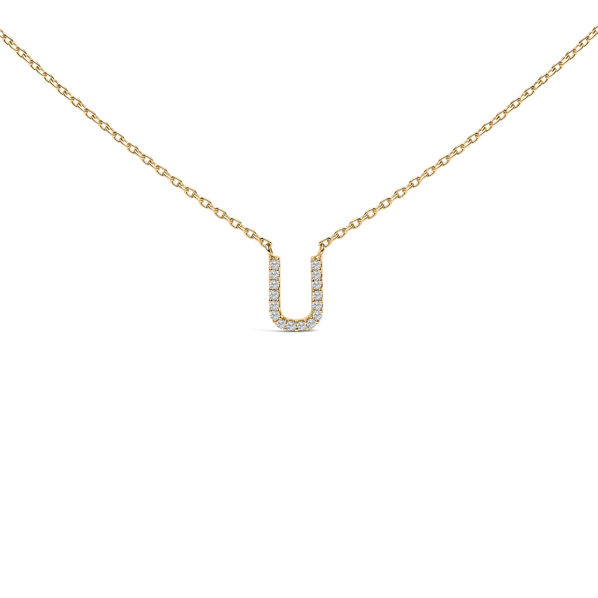10K White Gold Diamond Accent "A" Block Initial Pendant Necklace