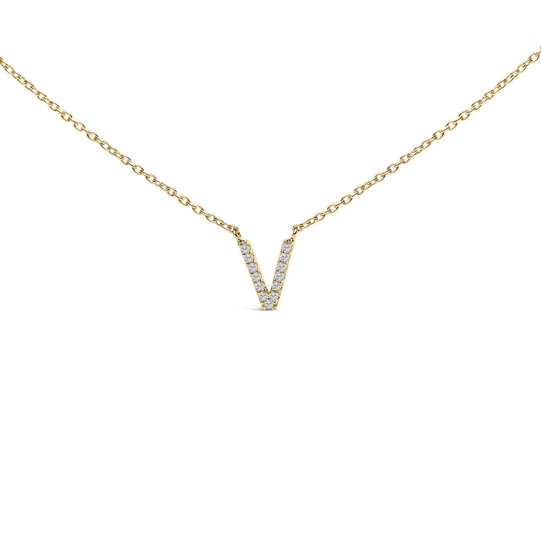 10K White Gold Diamond Accent "A" Block Initial Pendant Necklace