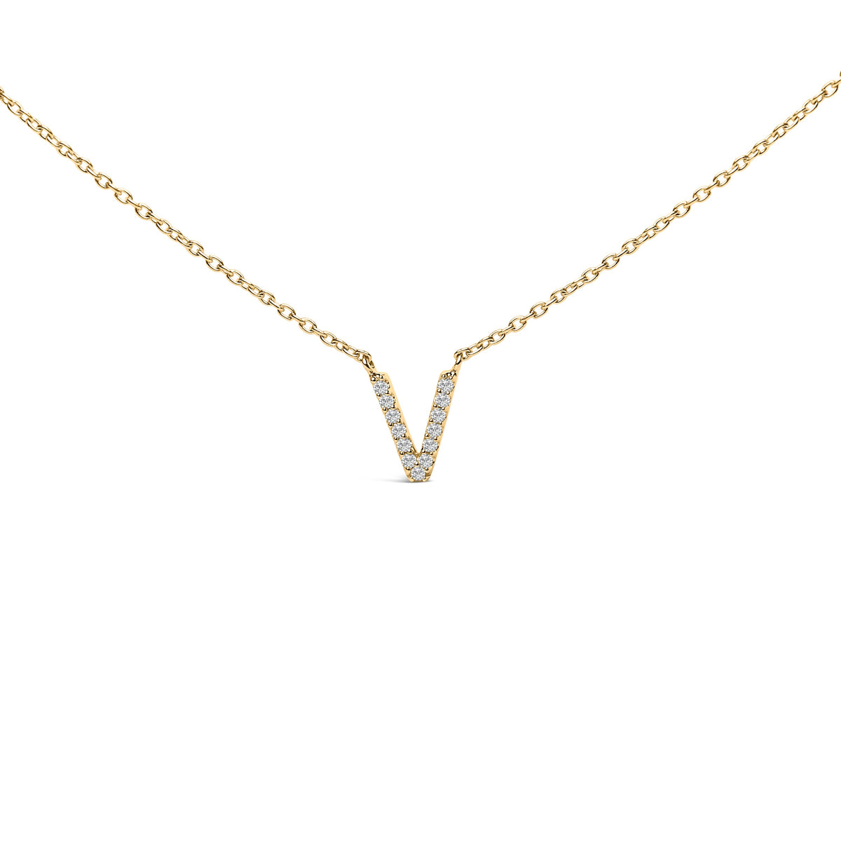 10K White Gold Diamond Accent "A" Block Initial Pendant Necklace