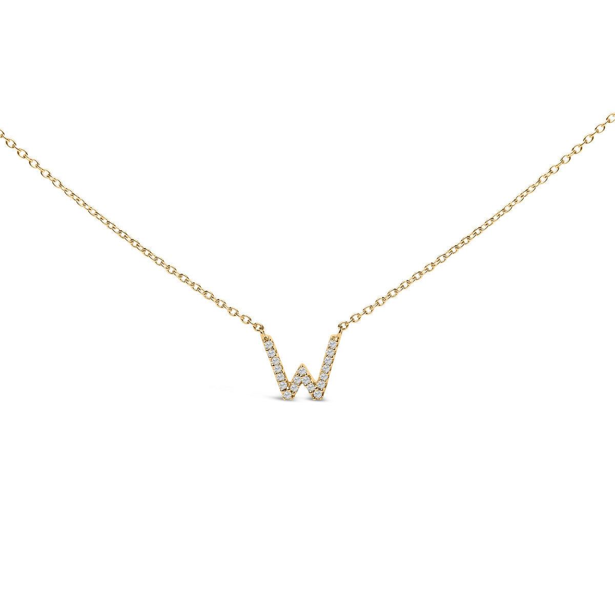 10K White Gold Diamond Accent "A" Block Initial Pendant Necklace