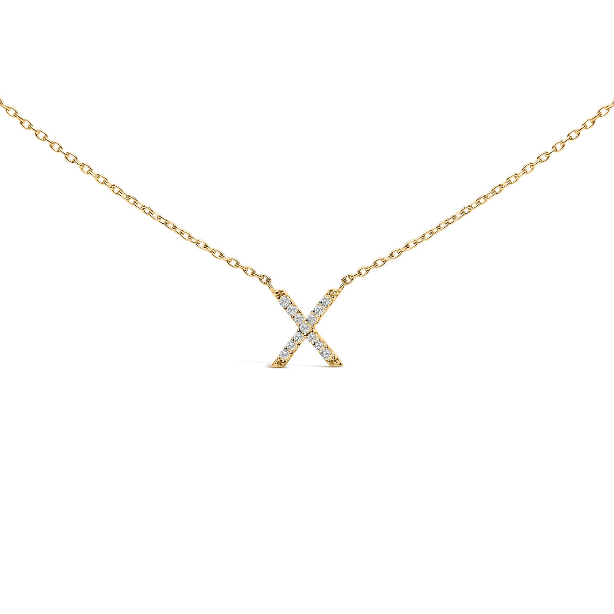 10K White Gold Diamond Accent "A" Block Initial Pendant Necklace