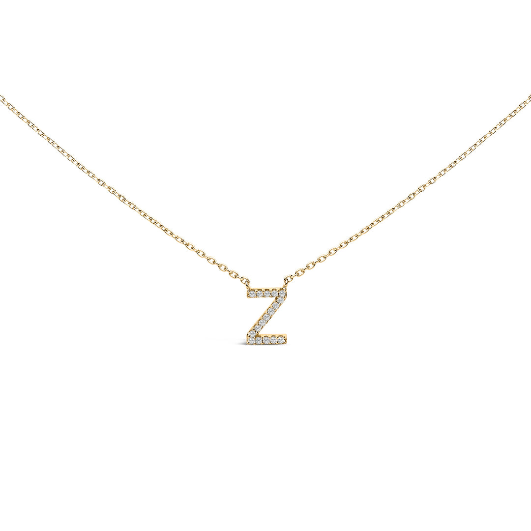10K White Gold Diamond Accent "A" Block Initial Pendant Necklace