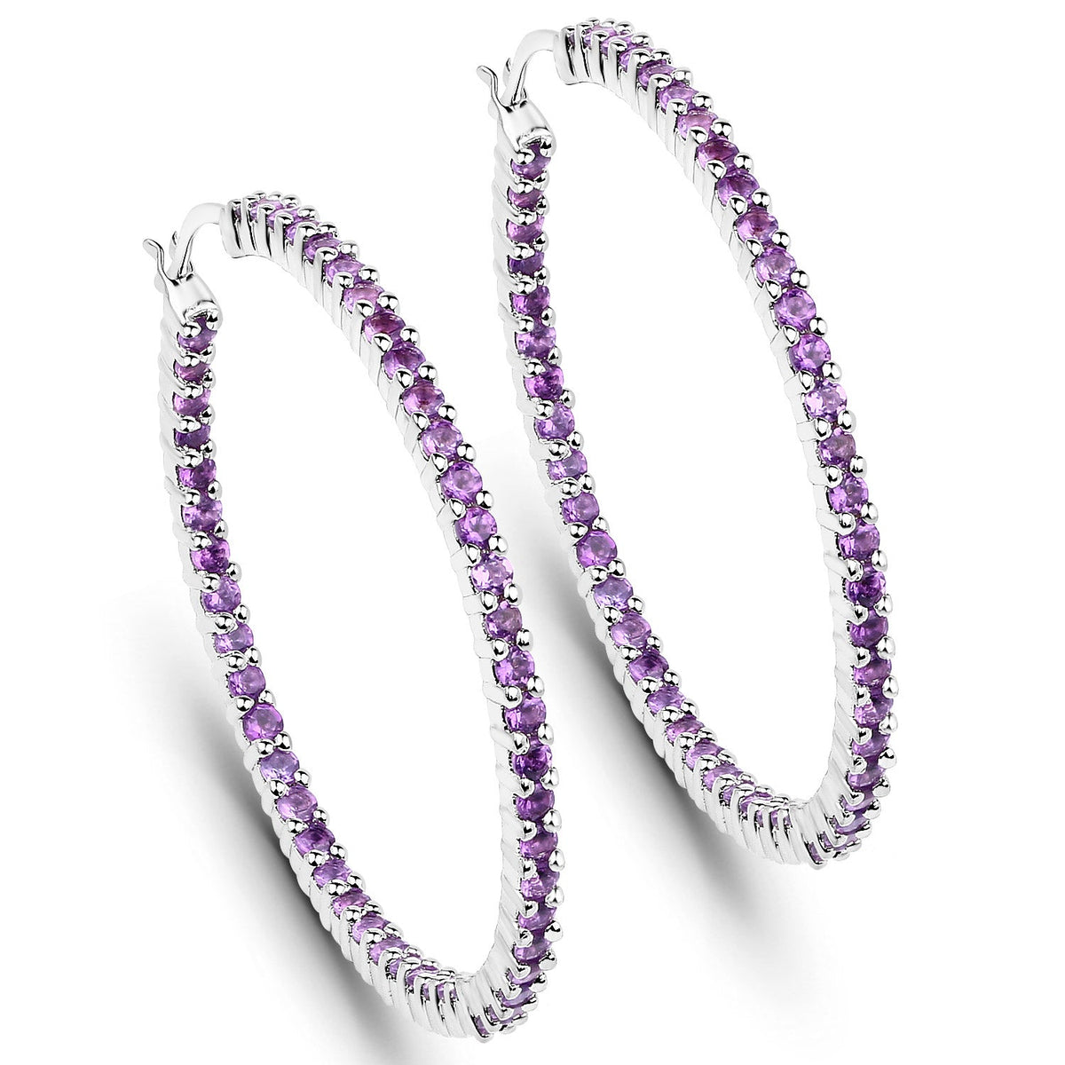 Pendientes de plata de ley .925 con amatista genuina de 3,00 quilates