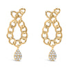 14K Yellow Gold Plated .925 Sterling Silver 1/10 Cttw Diamond Chain Link Teardrop Dangle Earrings (H-I Color, I1-I2 Clarity)