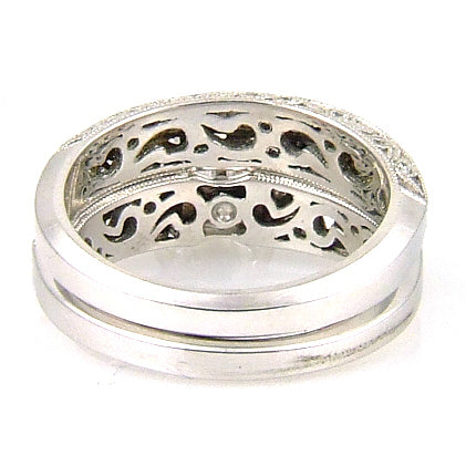 Anillo de compromiso estilo antiguo de 0,54 ct en oro blanco de 18 qt