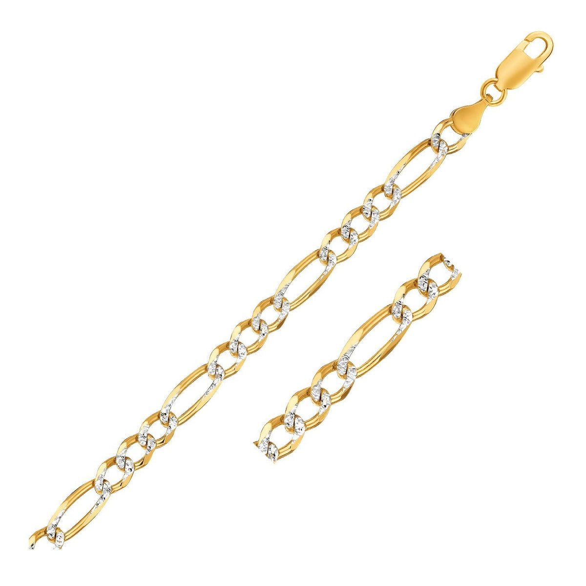 Cadena Figaro maciza de oro amarillo de 14K de 7.0mm