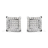 10K White Gold 1 1/4 Cttw Princess Diamond Composite Double Square and Halo Stud Earrings (I-J Color, I1-I2 Clarity)