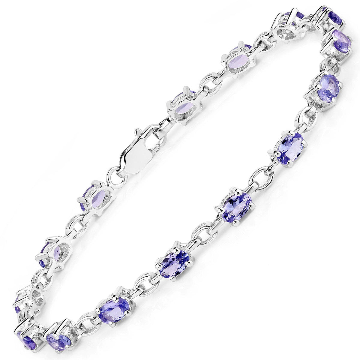 3.12 Carat Genuine Tanzanite .925 Sterling Silver Bracelet - изображение 4 из 7