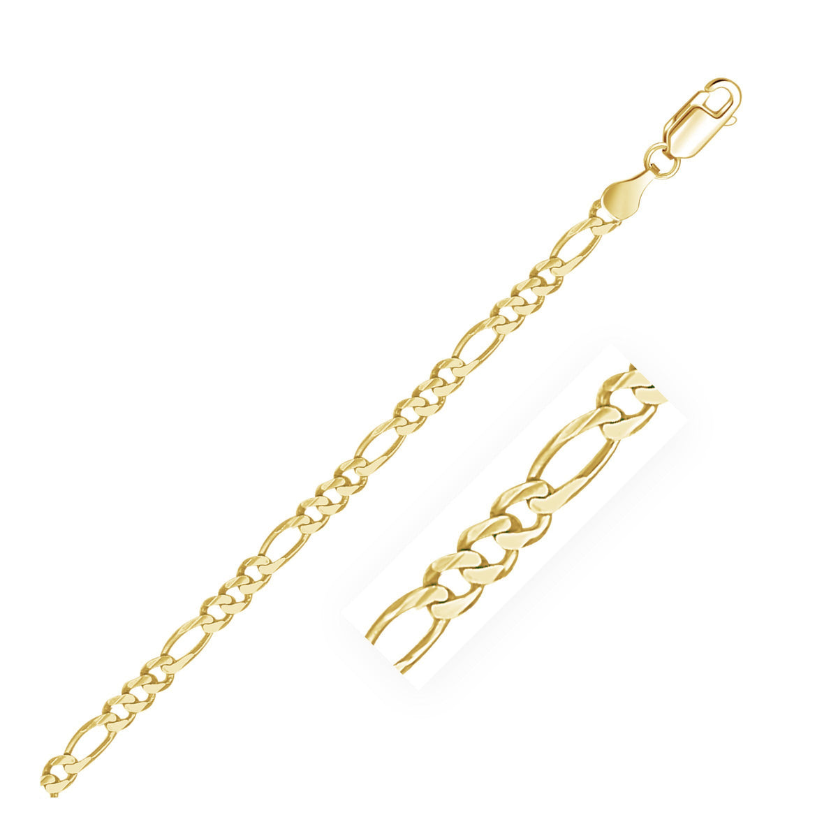 Cadena Eslabón Cubano Sólida de Oro Amarillo de 14k de 3.8mm