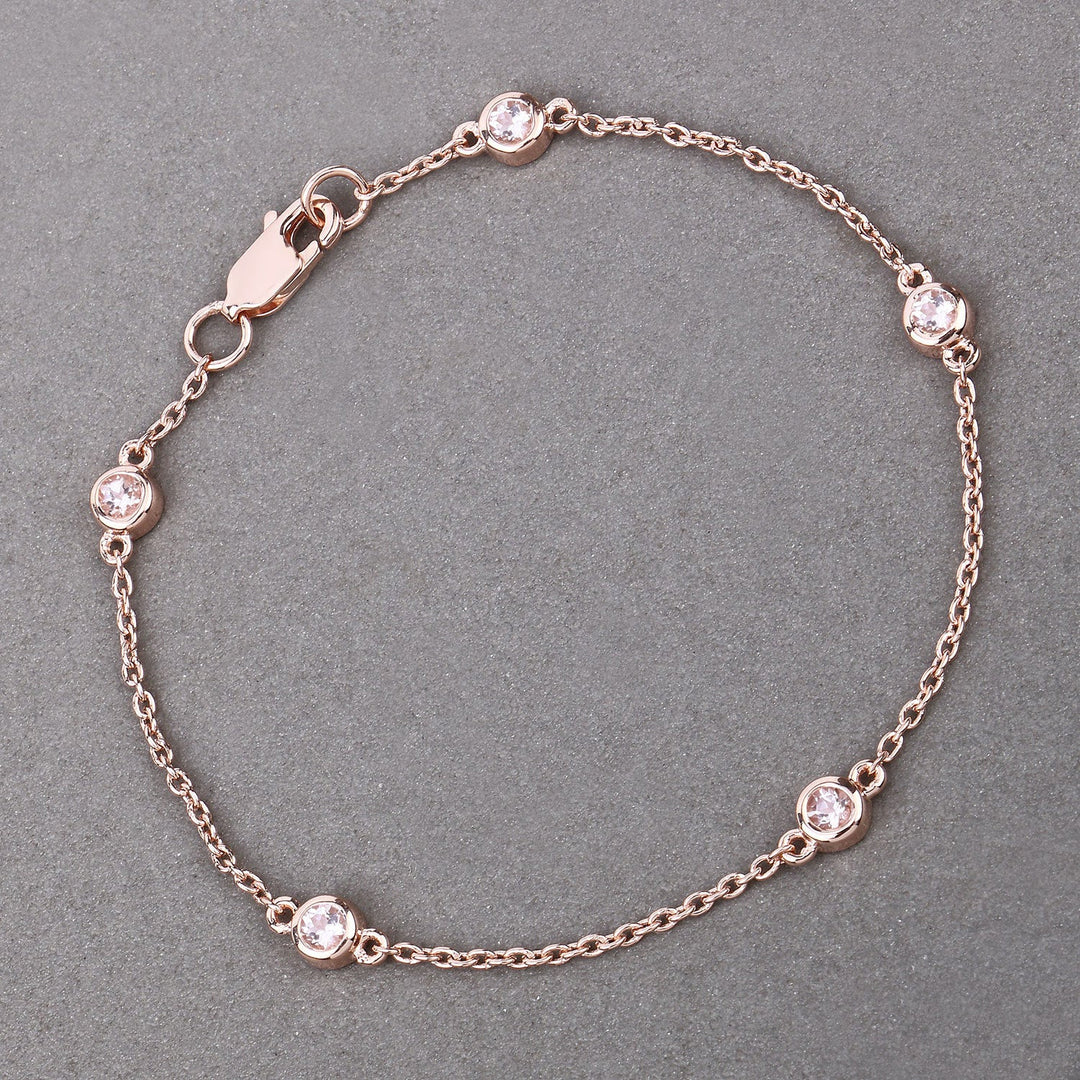 0.45 Carat Genuine Morganite .925 Sterling Silver Bracelet