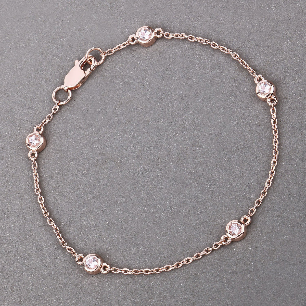 Pulsera de plata de ley .925 con morganita genuina de 0.45 quilates