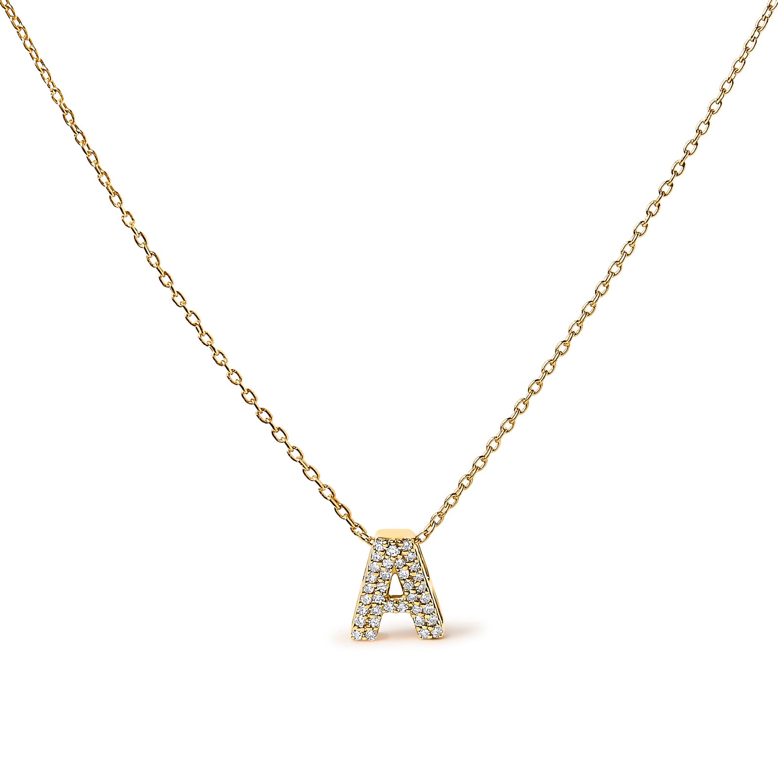 10K White Gold Diamond Accent "A" Initial Bubble Pendant Necklace