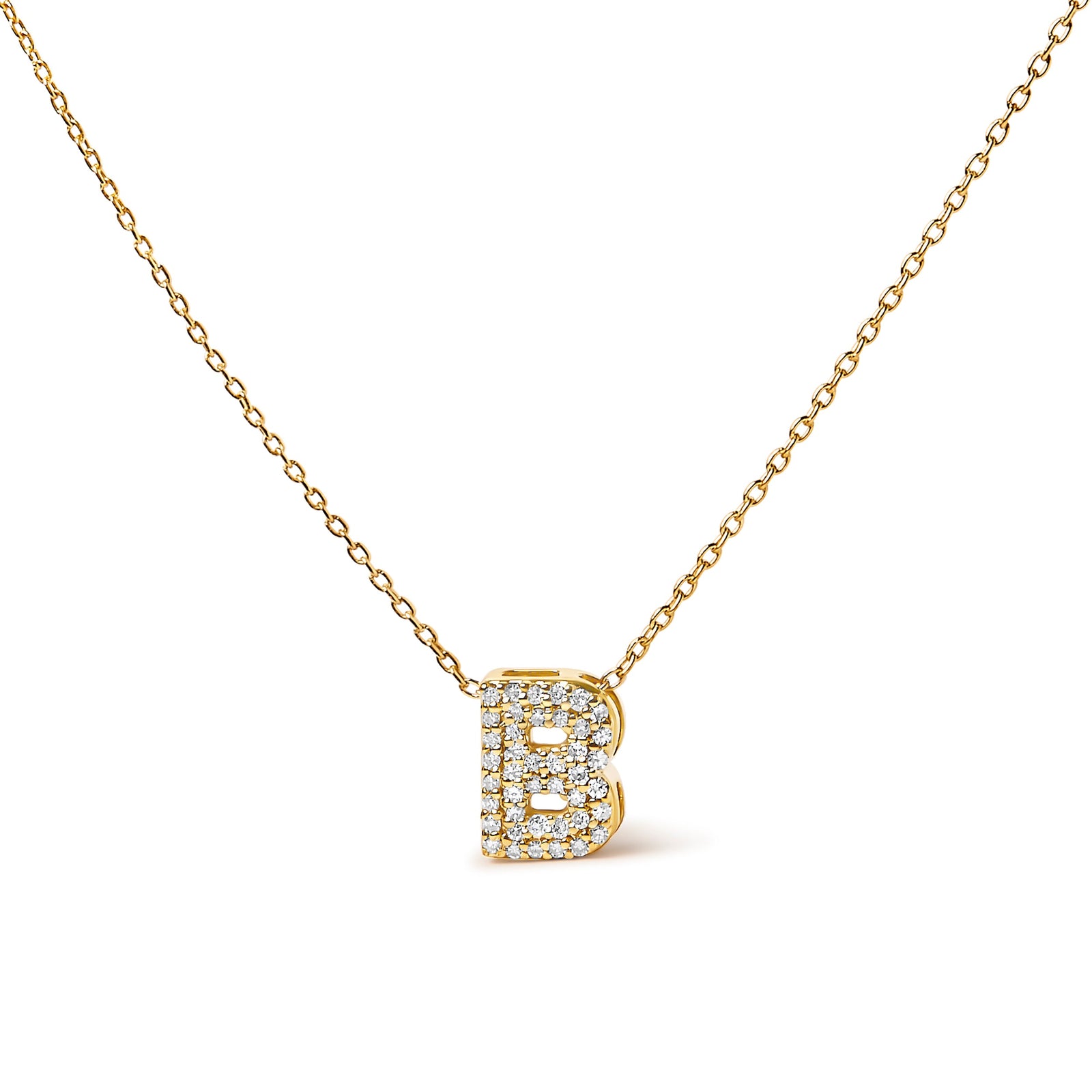 10K White Gold Diamond Accent "A" Initial Bubble Pendant Necklace