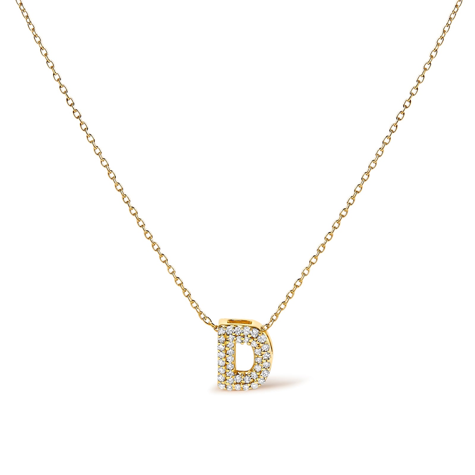 10K White Gold Diamond Accent "A" Initial Bubble Pendant Necklace
