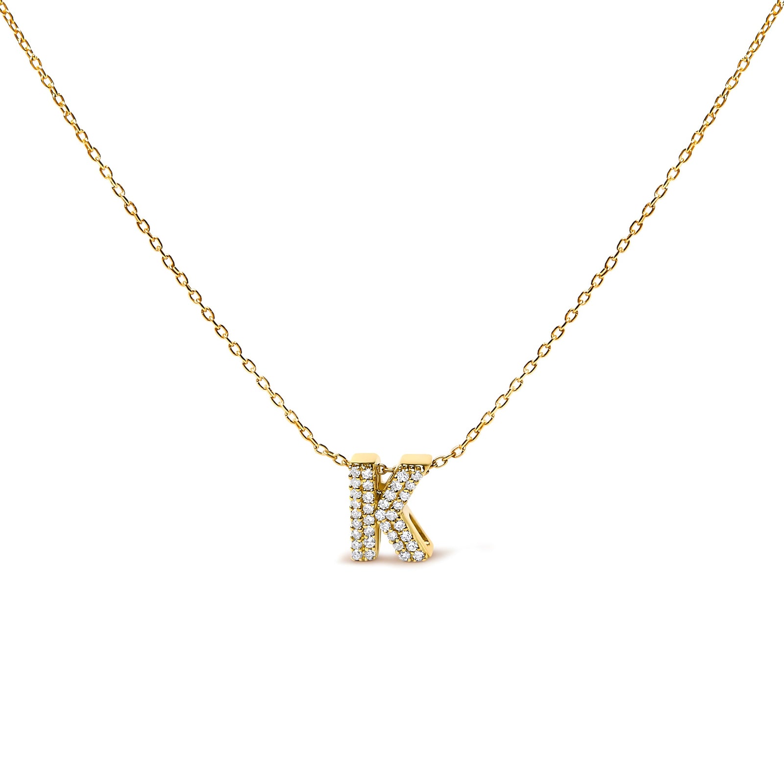 10K White Gold Diamond Accent "A" Initial Bubble Pendant Necklace