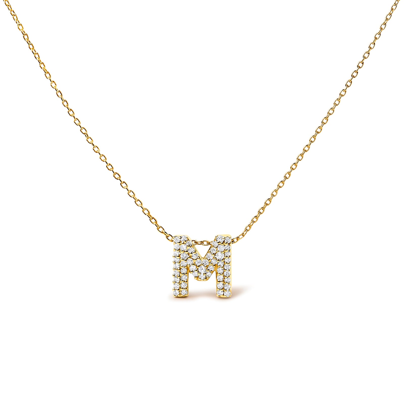 10K White Gold Diamond Accent "A" Initial Bubble Pendant Necklace