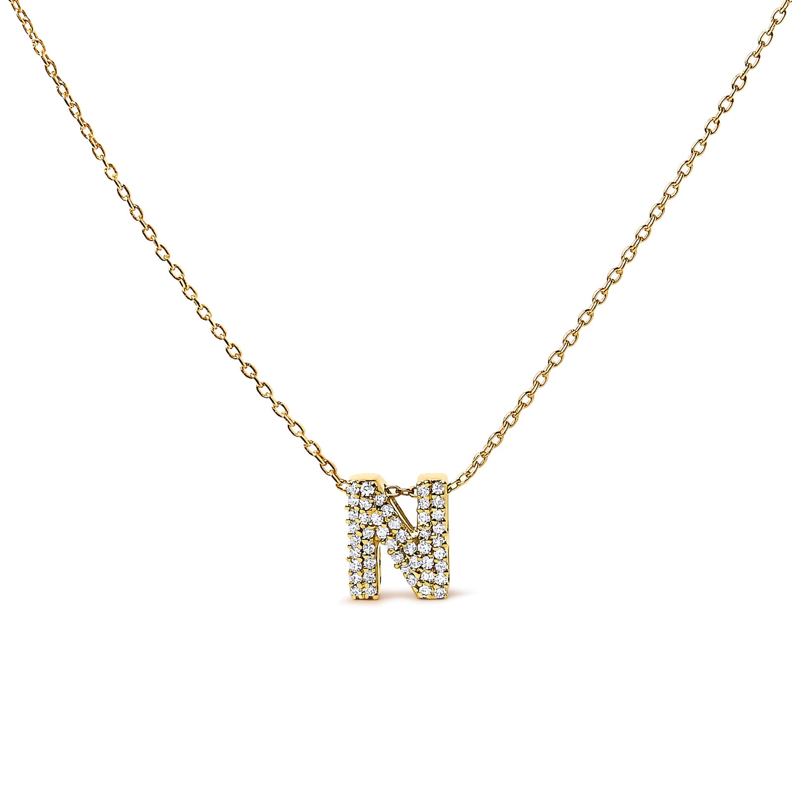 10K White Gold Diamond Accent "A" Initial Bubble Pendant Necklace