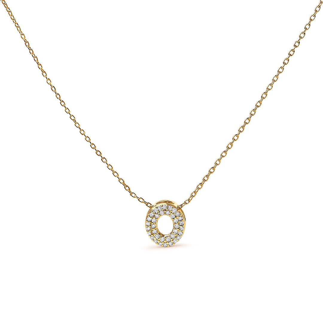 10K White Gold Diamond Accent "A" Initial Bubble Pendant Necklace