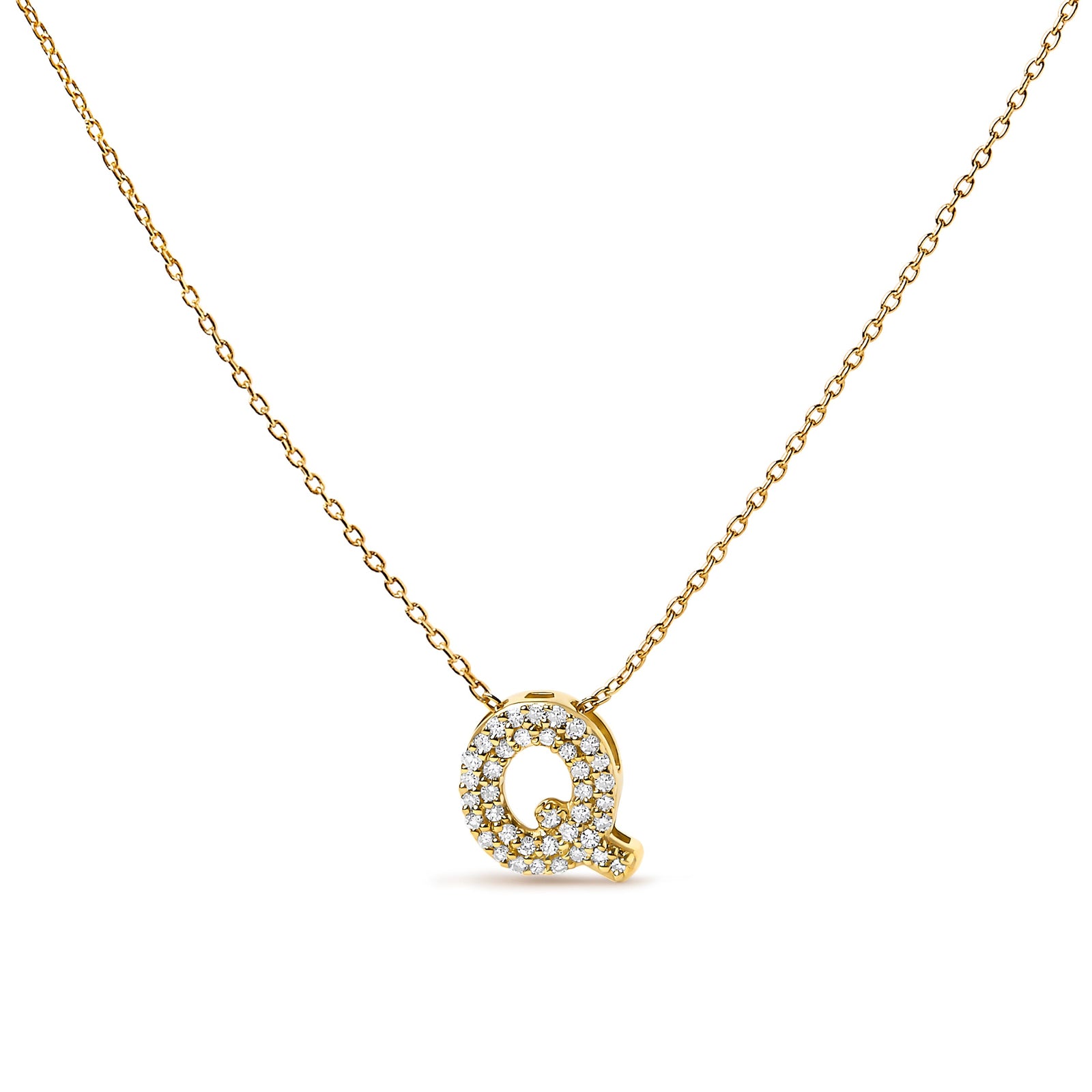 10K White Gold Diamond Accent "A" Initial Bubble Pendant Necklace