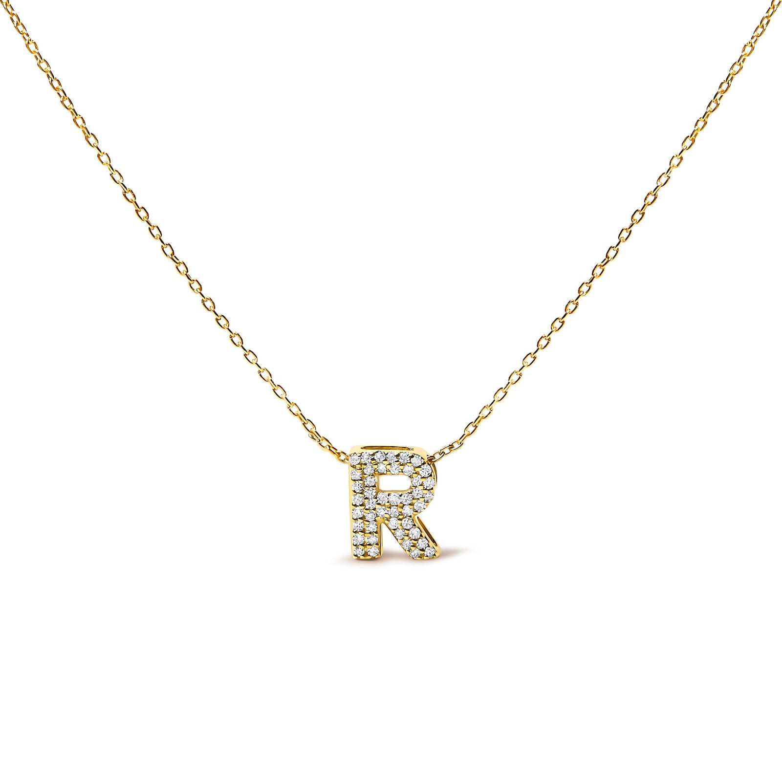 10K White Gold Diamond Accent "A" Initial Bubble Pendant Necklace