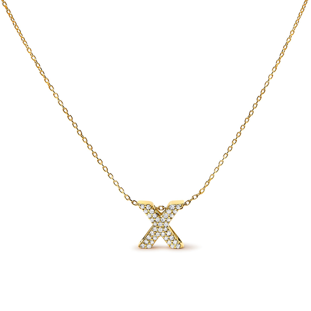 10K White Gold Diamond Accent "A" Initial Bubble Pendant Necklace