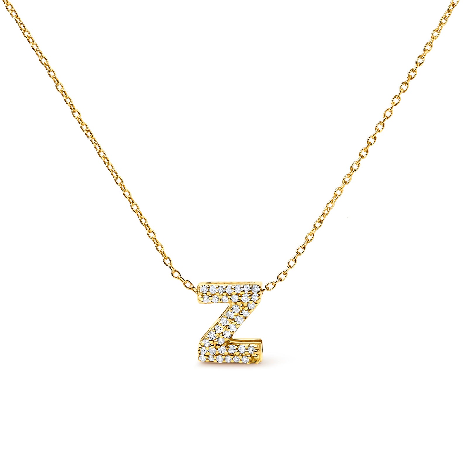 10K White Gold Diamond Accent "A" Initial Bubble Pendant Necklace