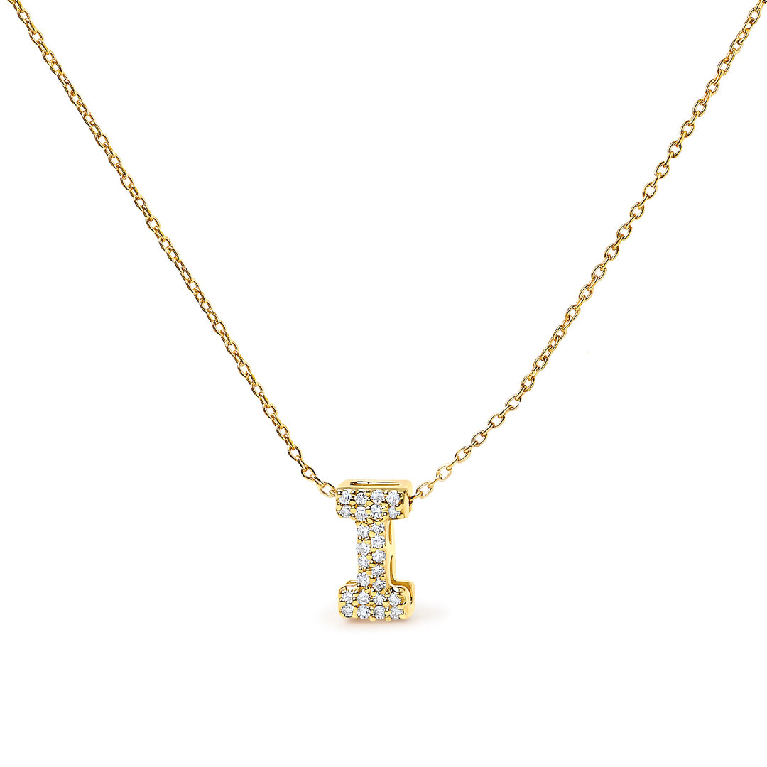 10K White Gold Diamond Accent "A" Initial Bubble Pendant Necklace