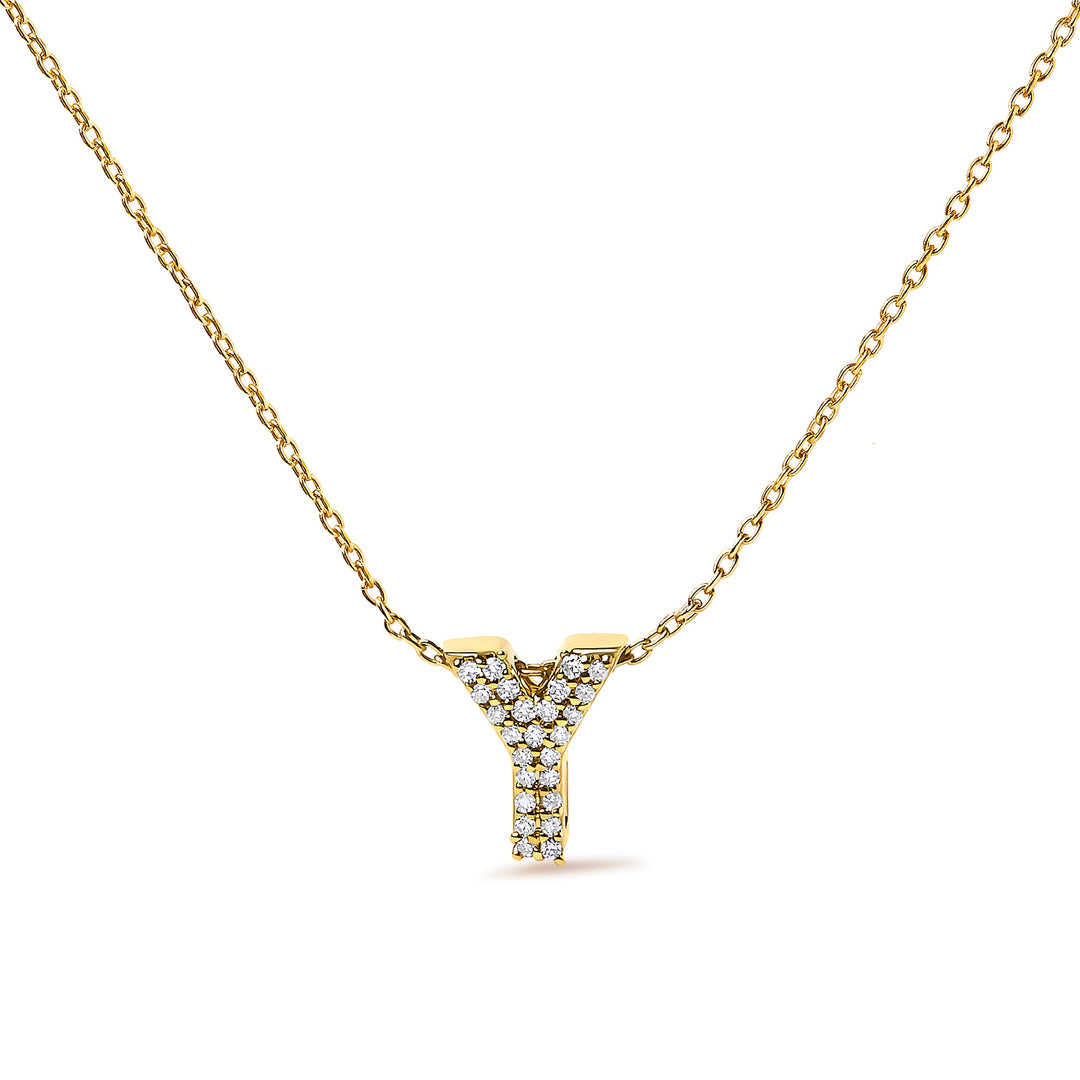 10K White Gold Diamond Accent "A" Initial Bubble Pendant Necklace