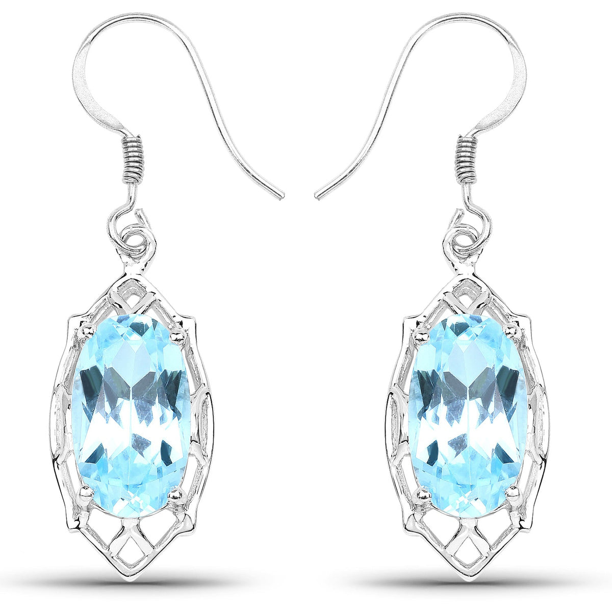 Pendientes de plata esterlina .925 con topacio azul genuino de 13,68 quilates