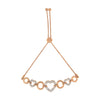 14K Rose Gold Plated .925 Sterling Silver Diamond Accent Circle and Heart Link Adjustable 6â€-10â€ Bolo Bracelet (I-J Color, I3 Clarity)