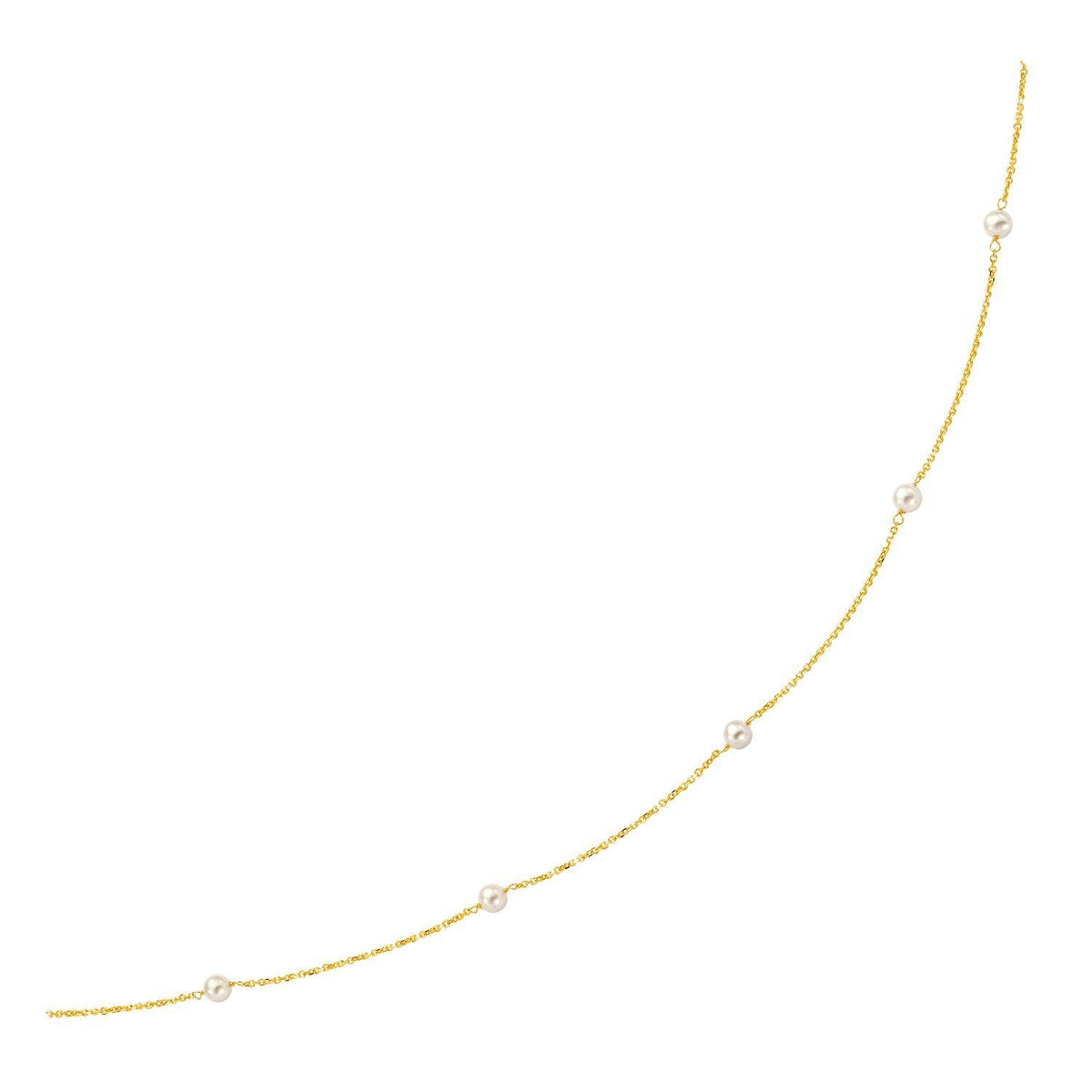 Collar de oro amarillo de 14k con perlas blancas