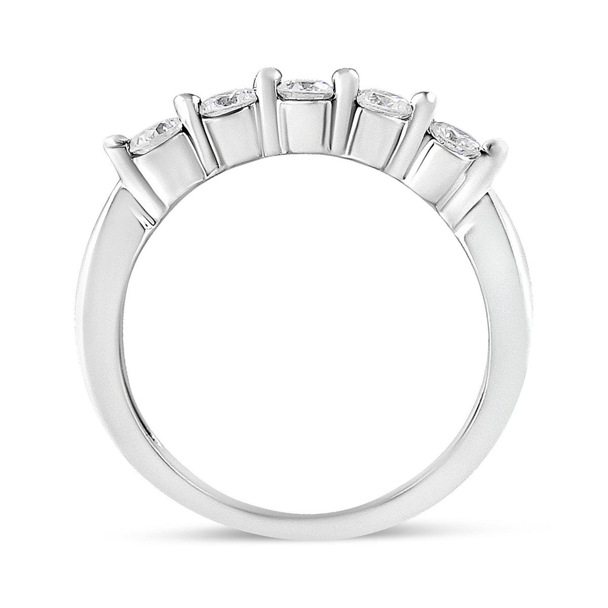 Anillo de oro blanco de 14 quilates con 5 diamantes redondos de 1/2 quilate en total (color H-I, claridad SI1-SI2), talla 7
