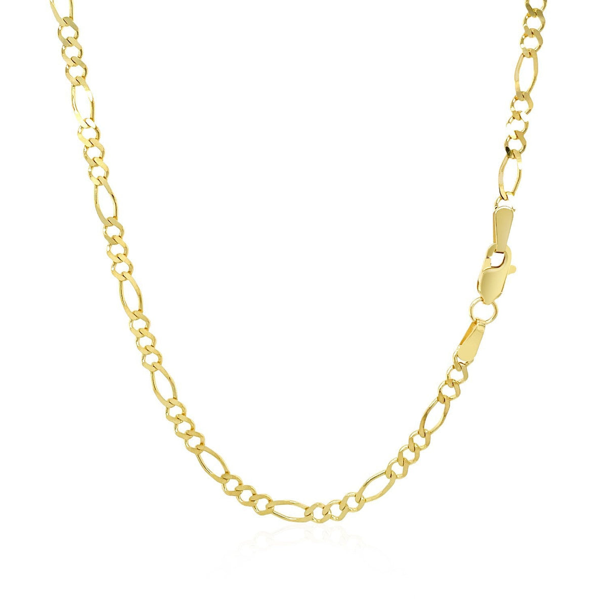 Cadena de Eslabones Figaro Sólida de Oro Amarillo de 14k y 2.8mm