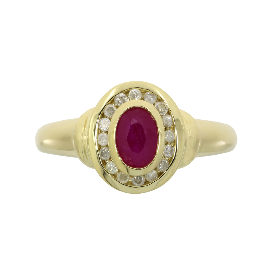 Natural .70ct Ruby Diamond Ring 10KT Yellow Gold