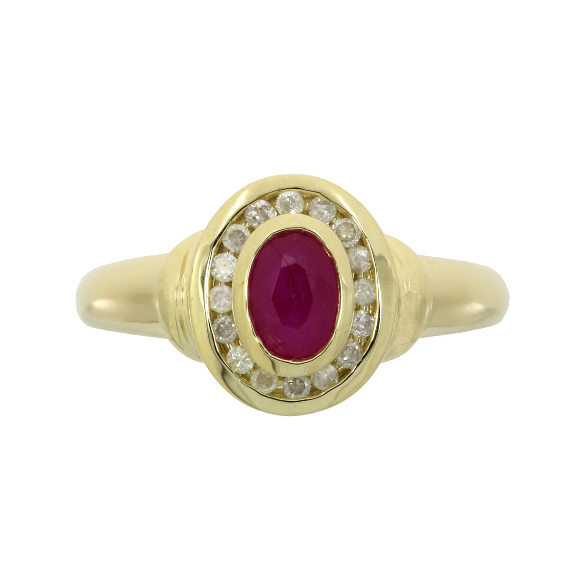 Anillo de rubí y diamantes natural de 0,70 ct, oro amarillo de 10 kt