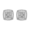 .925 Sterling Silver 3/8 Cttw Miracle Set Round Diamond Double Halo Cluster Earrings (I-J Color, I2-I3 Clarity)