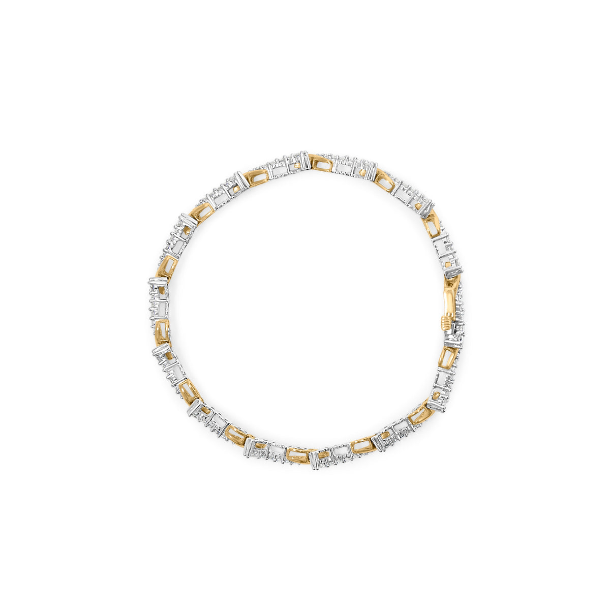 Pulsera de 10K oro amarillo y blanco con eslabones tipo "S" de 2.00 Cttw de diamante, 7" (color H-I, claridad I2-I3)