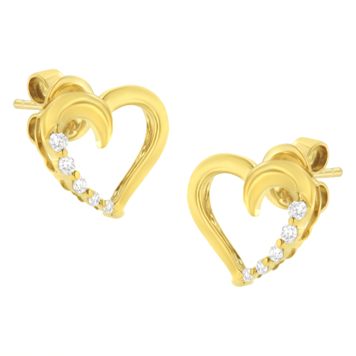 Pendientes de aro Journey de oro amarillo de 14K con diamantes de 1/8 Cttw (color K-L, claridad I1-I2)