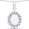 2.26 Carat Genuine Opal and Tanzanite .925 Sterling Silver Pendant
