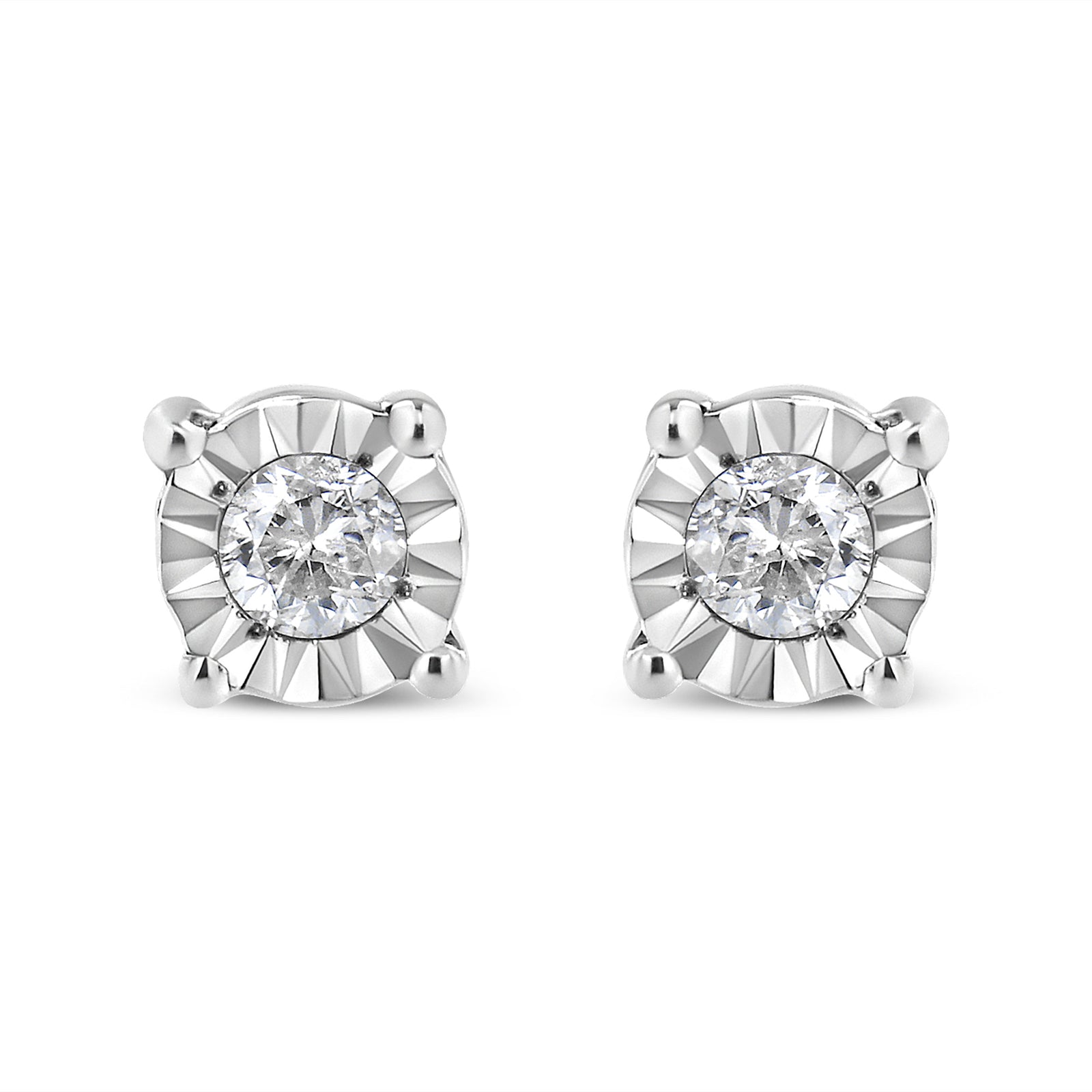 10K Yellow Gold Plated .925 Sterling Silver 1/10 Cttw Round Brilliant-Cut Diamond Miracle-Set Stud Earrings (J-K Color, I3 Clarity)