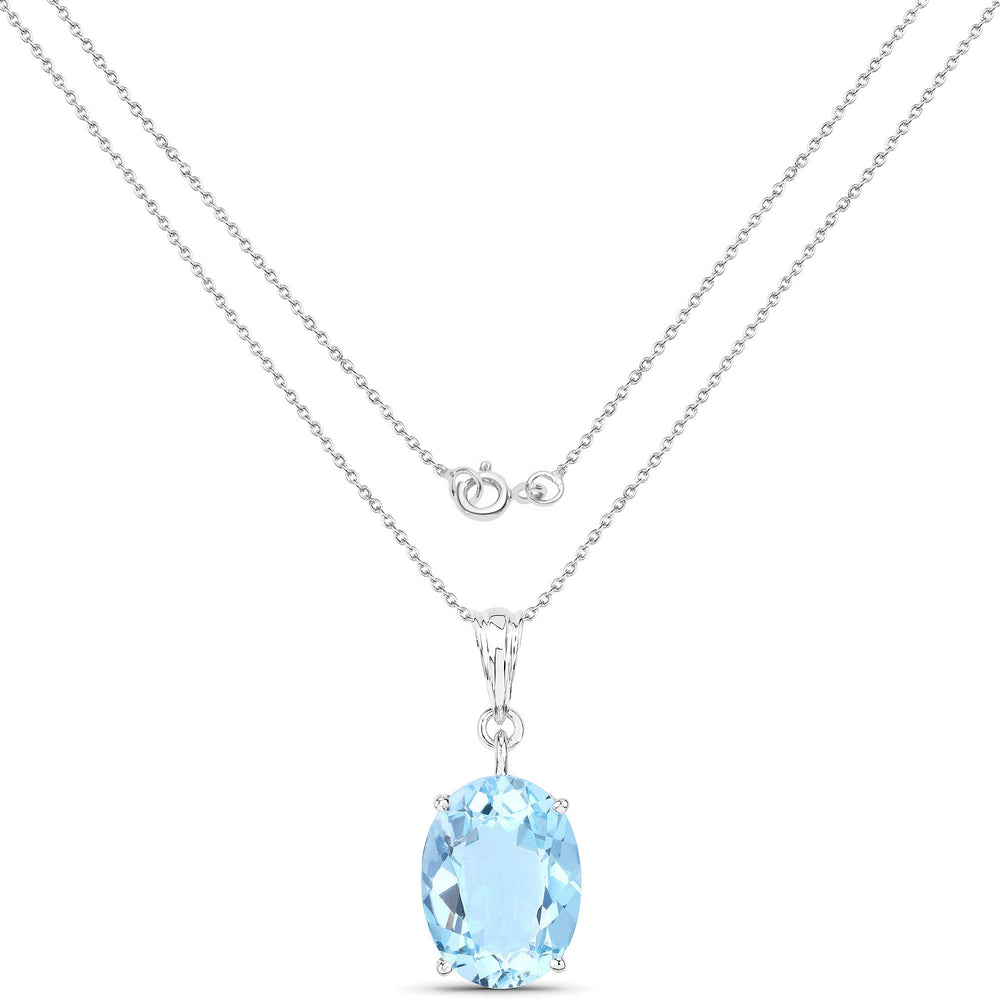 11.25 Carat Genuine Swiss Blue Topaz .925 Sterling Silver Pendant