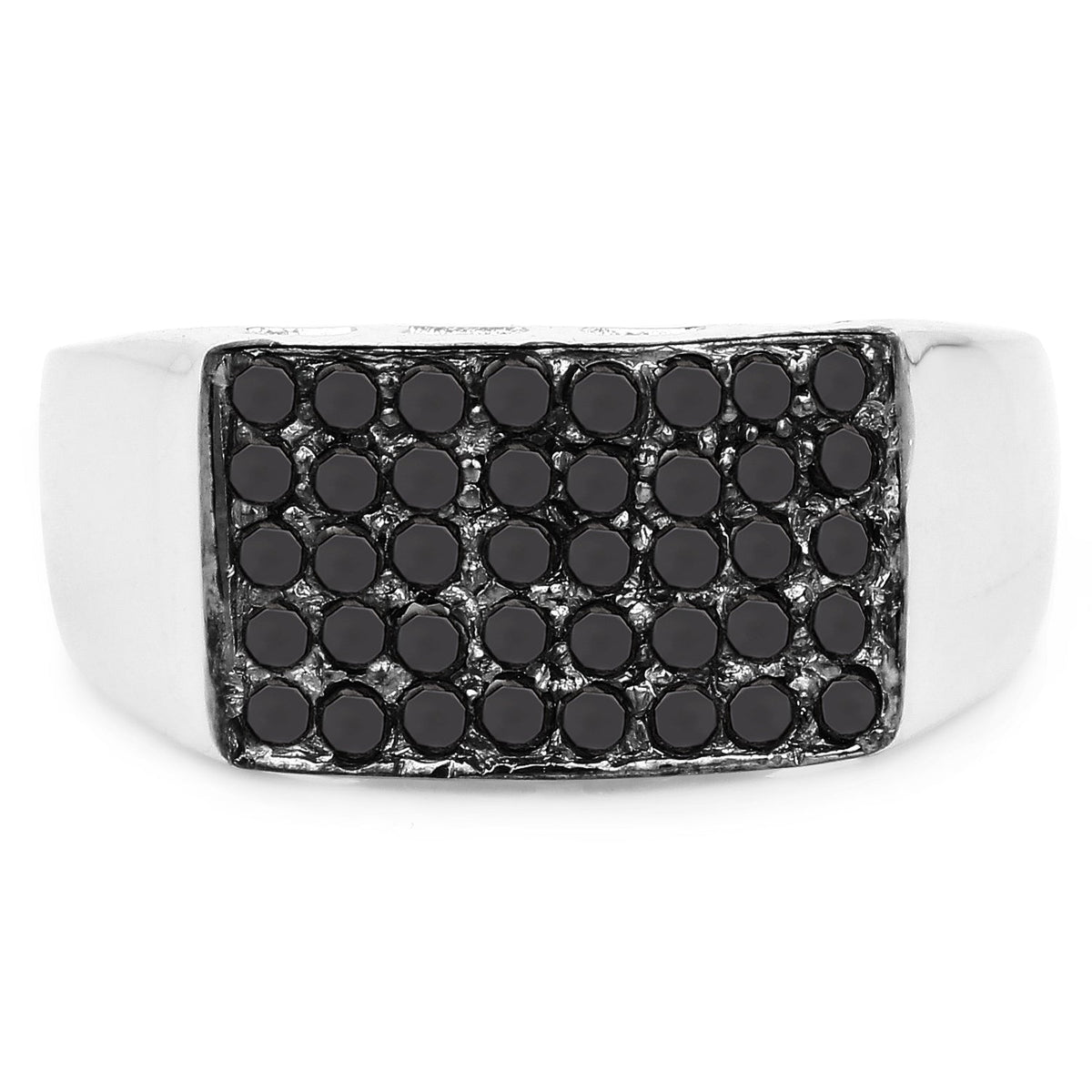 Anillo de 0.43 quilates de diamante negro auténtico de plata de ley 925